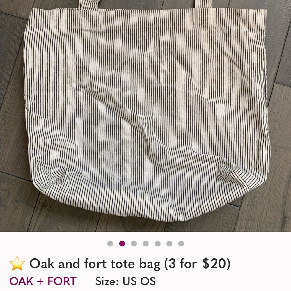 OAK + FORT Black and White Striped Tote